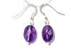 Oval Faceted Amethyst Drop Earrings 