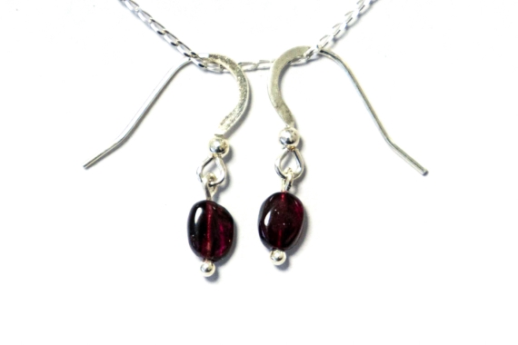 Teeny Garnet Bead Earrings 