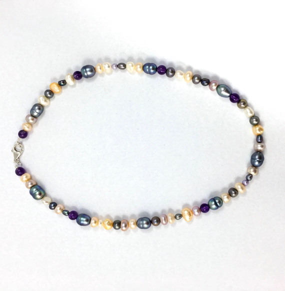 Mixed Pearl and Amethyst Necklace 